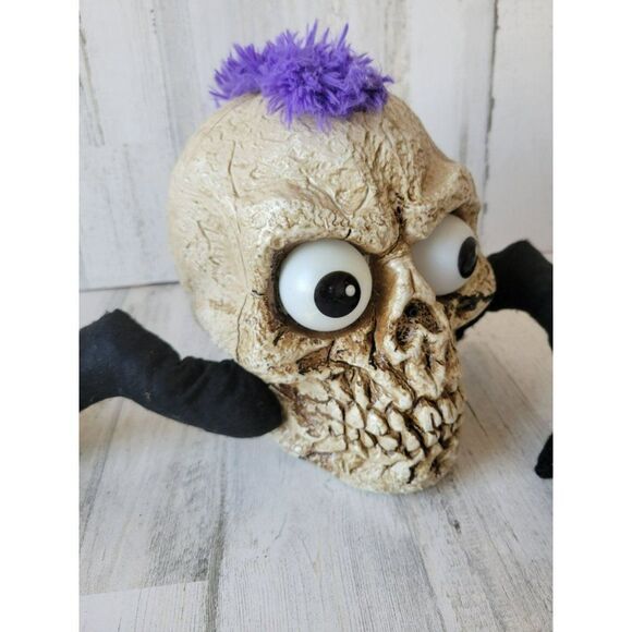 Mohawk punk rock skull skeleton Halloween prop light up talking lawn decor - Picture 4 of 10